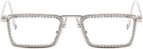 Retro Frame Square Bling Rhinestone Punk Sparkling Crystal Reading Glasses For Women Blue Light Blocking Readers in Saudi Arabia