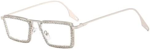 Retro Frame Square Bling Rhinestone Punk Sparkling Crystal Reading Glasses For Women Blue Light Blocking Readers in Saudi Arabia
