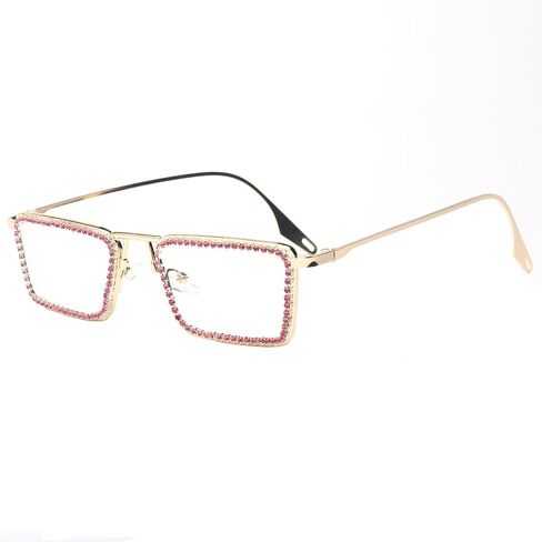 Retro Frame Square Bling Rhinestone Punk Sparkling Crystal Reading Glasses For Women Blue Light Blocking Readers in Saudi Arabia