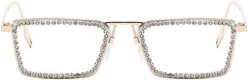 Retro Frame Square Bling Rhinestone Punk Sparkling Crystal Reading Glasses For Women Blue Light Blocking Readers in Saudi Arabia