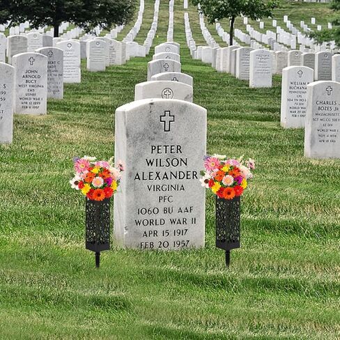 2 Pack Cemetery Decorations for Grave Cemetery Vases with Spikes Drainage Holes Memorial Flower Holder for Cemetery Human Headstones Grave Markers Black Plastic Floral Vase with Hollow Candle Holder in Kuwait