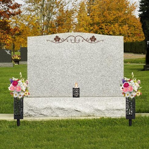 2 Pack Cemetery Decorations for Grave Cemetery Vases with Spikes Drainage Holes Memorial Flower Holder for Cemetery Human Headstones Grave Markers Black Plastic Floral Vase with Hollow Candle Holder in Kuwait