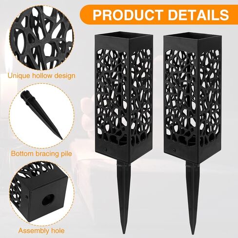 2 Pack Cemetery Decorations for Grave Cemetery Vases with Spikes Drainage Holes Memorial Flower Holder for Cemetery Human Headstones Grave Markers Black Plastic Floral Vase with Hollow Candle Holder in Kuwait