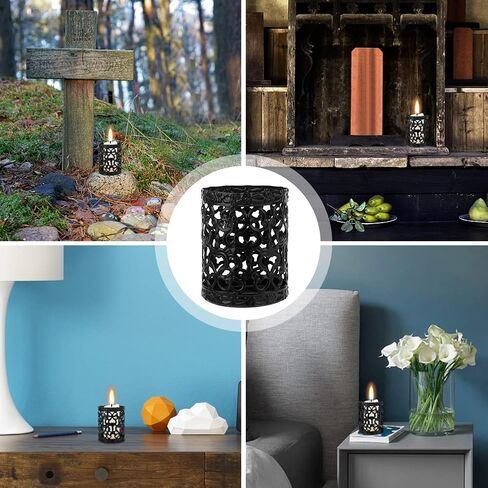 2 Pack Cemetery Decorations for Grave Cemetery Vases with Spikes Drainage Holes Memorial Flower Holder for Cemetery Human Headstones Grave Markers Black Plastic Floral Vase with Hollow Candle Holder in Kuwait