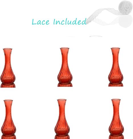 Set of 6 Small Glass Vase Set, Petite Bud Vases for Floral Arrangements, Weddings, Flowers, Home Decor or Office (Red) in Saudi Arabia