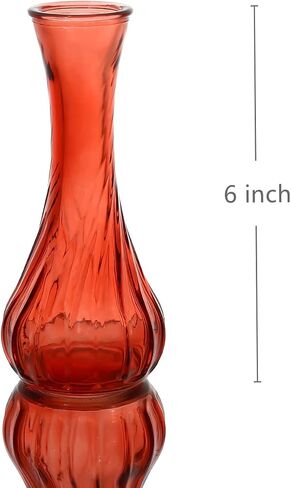 Set of 6 Small Glass Vase Set, Petite Bud Vases for Floral Arrangements, Weddings, Flowers, Home Decor or Office (Red) in Saudi Arabia