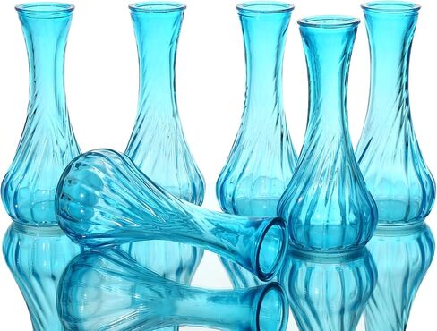 Set of 6 Small Glass Vase Set, Petite Bud Vases for Floral Arrangements, Weddings, Flowers, Home Decor or Office (Red) in Kuwait