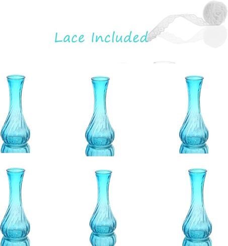 Set of 6 Small Glass Vase Set, Petite Bud Vases for Floral Arrangements, Weddings, Flowers, Home Decor or Office (Red) in Kuwait