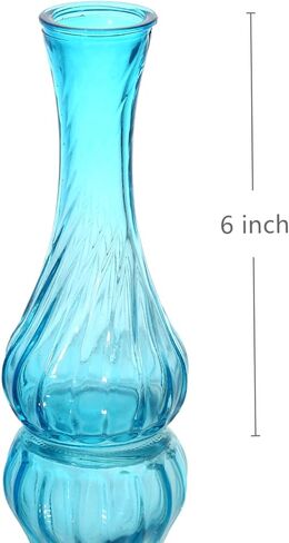 Set of 6 Small Glass Vase Set, Petite Bud Vases for Floral Arrangements, Weddings, Flowers, Home Decor or Office (Red) in Kuwait