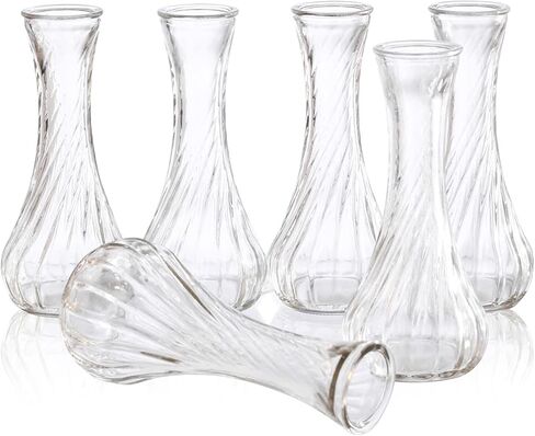 Set of 6 Small Glass Vase Set, Petite Bud Vases for Floral Arrangements, Weddings, Flowers, Home Decor or Office (Red) in Saudi Arabia