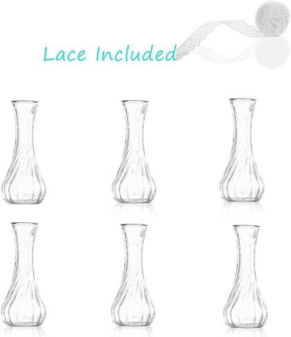 Set of 6 Small Glass Vase Set, Petite Bud Vases for Floral Arrangements, Weddings, Flowers, Home Decor or Office (Red) in Saudi Arabia