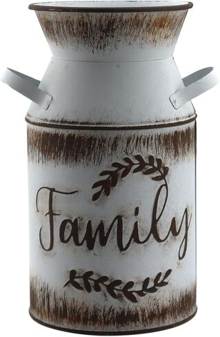 علبة الحليب الأبيض المجلفن العتيقة مزهرية معدنية زارع ريفي خمر حامل زهرة بدائية مزرعة بلد النبات لديكور المنزل والمكتب، 7.5 بوصة in Kuwait