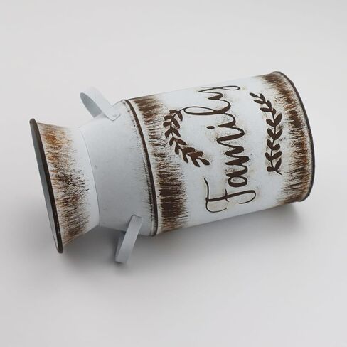 علبة الحليب الأبيض المجلفن العتيقة مزهرية معدنية زارع ريفي خمر حامل زهرة بدائية مزرعة بلد النبات لديكور المنزل والمكتب، 7.5 بوصة in Kuwait