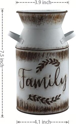 علبة الحليب الأبيض المجلفن العتيقة مزهرية معدنية زارع ريفي خمر حامل زهرة بدائية مزرعة بلد النبات لديكور المنزل والمكتب، 7.5 بوصة in Kuwait