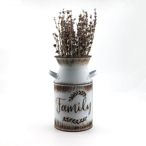 علبة الحليب الأبيض المجلفن العتيقة مزهرية معدنية زارع ريفي خمر حامل زهرة بدائية مزرعة بلد النبات لديكور المنزل والمكتب، 7.5 بوصة in Kuwait