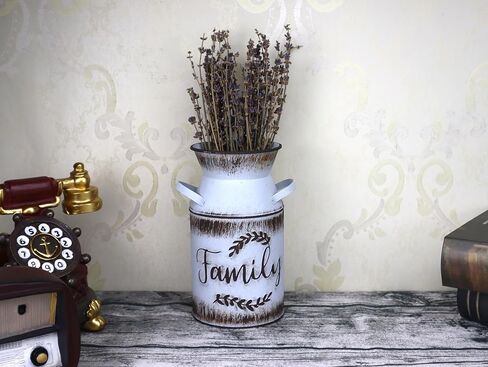 علبة الحليب الأبيض المجلفن العتيقة مزهرية معدنية زارع ريفي خمر حامل زهرة بدائية مزرعة بلد النبات لديكور المنزل والمكتب، 7.5 بوصة in Kuwait