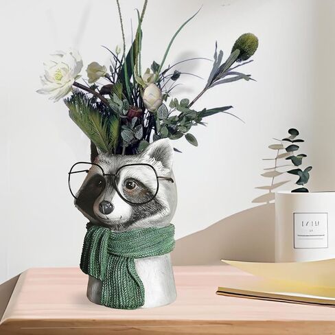 Deer Shaped Vase Wearing Glasses and Scarves, Simulated Animal Vase for Indoor Plants, Large Decor Vases for Dining Table, Aesthetic Apartment Decor (Deer) in Saudi Arabia