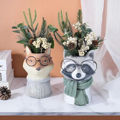 Deer Shaped Vase Wearing Glasses and Scarves, Simulated Animal Vase for Indoor Plants, Large Decor Vases for Dining Table, Aesthetic Apartment Decor (Deer) in Saudi Arabia