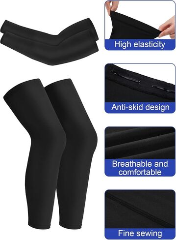 8 Pairs Kids Long Compression Leg Sleeves and Compression Arm Sleeves Compression Sleeve Non Slip Leg Wraps for Boys Girls in Saudi Arabia