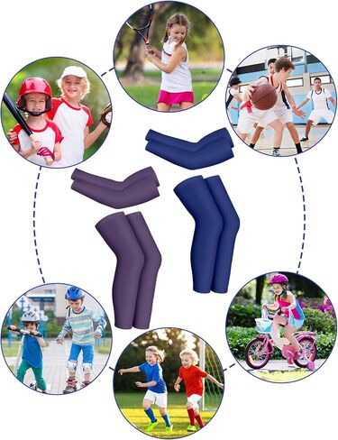 8 Pairs Kids Long Compression Leg Sleeves and Compression Arm Sleeves Compression Sleeve Non Slip Leg Wraps for Boys Girls in Saudi Arabia