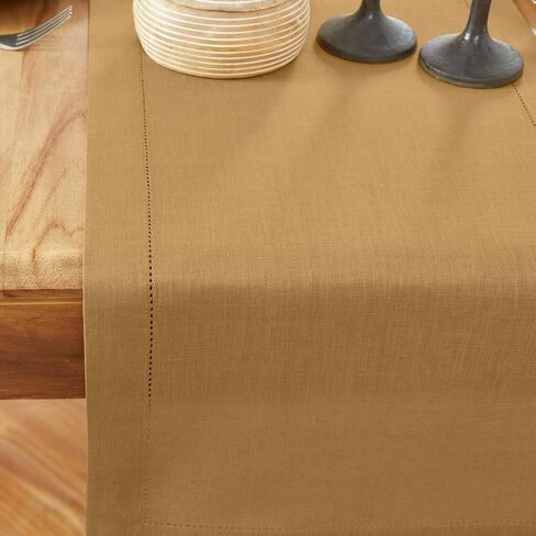 Solino Home Linen Table Runner 36 Inch – 100% Pure Linen Black Halloween Table Runner 14 x 36 Inch – Medium Weight Hemstitch Table Runner for Summer, Fall, Thanksgiving, Christmas in Saudi Arabia