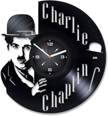 Charlie Chaplin Vinyl Record Wall Clock. Decor for Bedroom, Living Room, Kids Room. Gift for Him or Her. Christmas, Birthday, Holiday, Housewarming Present. in Saudi Arabia