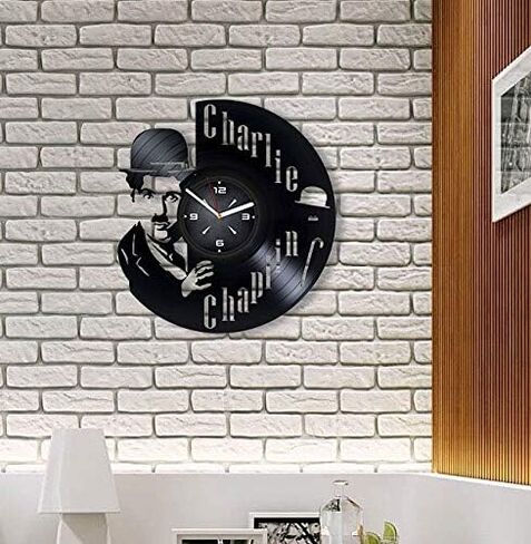 Charlie Chaplin Vinyl Record Wall Clock. Decor for Bedroom, Living Room, Kids Room. Gift for Him or Her. Christmas, Birthday, Holiday, Housewarming Present. in Saudi Arabia