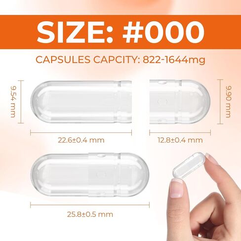 Angtai JN Empty Capsules Size 000 - Clear Gelatin Pill Capsules (100 Count) with Two Miro Lab Spoons - Gel Capsules Empty - DIY Pure Bovine Capsule Filling - Kosher, Gluten Free - Non-GMO Certified in Kuwait
