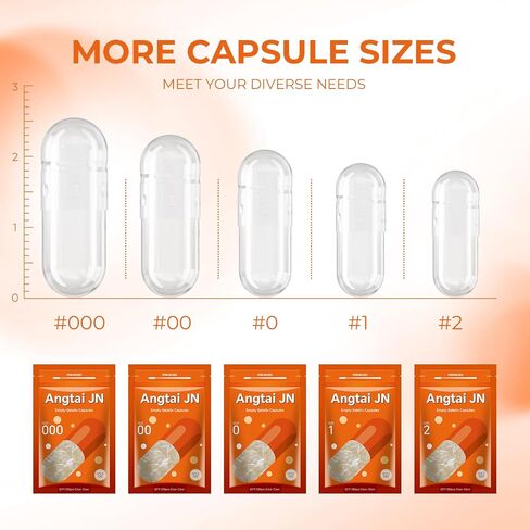 Angtai JN Empty Capsules Size 000 - Clear Gelatin Pill Capsules (100 Count) with Two Miro Lab Spoons - Gel Capsules Empty - DIY Pure Bovine Capsule Filling - Kosher, Gluten Free - Non-GMO Certified in Kuwait