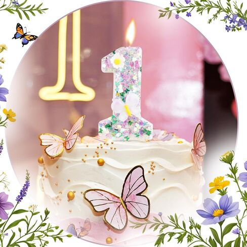 Birthday Candles Number 0, Purple and Green Themed Birthday Candles for Cake Topper Glitter Diamonds Happy Birthday Party Decorations Wedding Anniversary Celebration Supplies in Kuwait