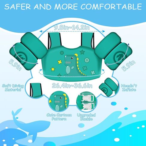 Swim Vest for Kids 30-60 Lbs Girls Boys Life Jacket with Double Security Buckle Floaties for Toddler from 2,3,4,5,6,7,8 Years Old Children in Saudi Arabia