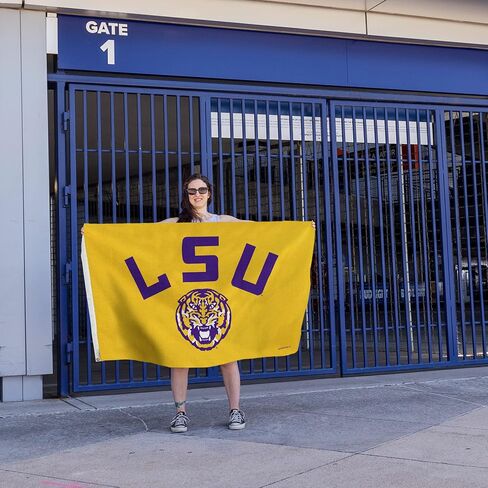 Made By Rico Industries NCAA Louisiana State Tigers Flag 3' x 5' Helmet Banner Flag - Single Sided - Indoor or Outdoor - Home Décor - LSU Tigers in Saudi Arabia