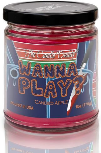 Wanna Play? - Scary Candied Apple Scented Horror Movie Candle - Halloween 6 Oz Jar Candle - 40 Hour Burn Time in Saudi Arabia
