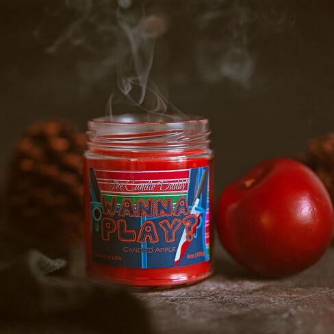 Wanna Play? - Scary Candied Apple Scented Horror Movie Candle - Halloween 6 Oz Jar Candle - 40 Hour Burn Time in Saudi Arabia