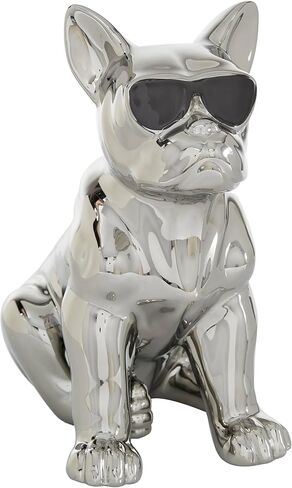 CosmoLiving by Cosmopolitan Ceramic Bulldog Decorative Sculpture Home Decor Statue with Sunglasses, Accent Figurine 6" x 10" x 12", Gold in Saudi Arabia