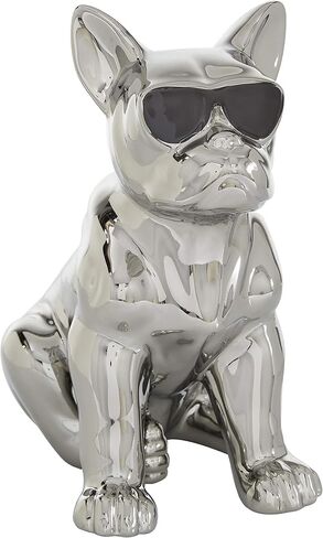 CosmoLiving by Cosmopolitan Ceramic Bulldog Decorative Sculpture Home Decor Statue with Sunglasses, Accent Figurine 6" x 10" x 12", Gold in Saudi Arabia