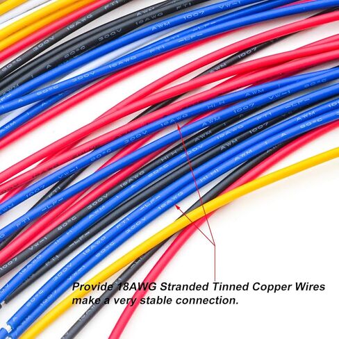 Insulated Male Crimp Bullet Connector Terminal 4mm Bullet Diameter, 18AWG Red/Black/Yellow/Blue/Green Pre-crimped Cable Length of 10/30/50/100CM Wire Pack of 5pcs (Bullet M-10CM) in Kuwait