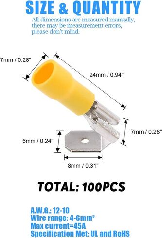 Glarks 100pcs 12-10 Gauge Semi Insulated Piggy Back Spade Electrical Insulated Quick Splice Crimp Terminals Connectors in Saudi Arabia