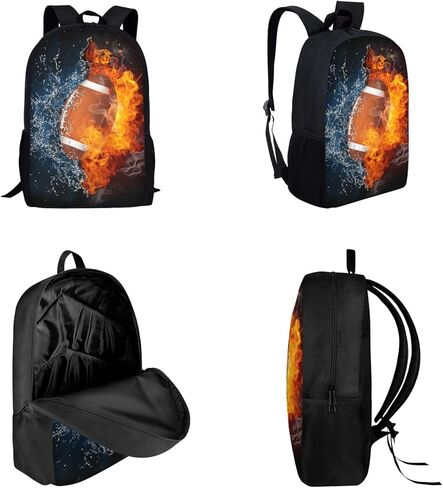 Soccer Print Kids Backpack for Boys, Boys School Bag with Lunch Bag Pencil Case for School Travel, Large Book Bag Set for Elementary School Student, Blue in Saudi Arabia