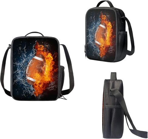 Soccer Print Kids Backpack for Boys, Boys School Bag with Lunch Bag Pencil Case for School Travel, Large Book Bag Set for Elementary School Student, Blue in Saudi Arabia