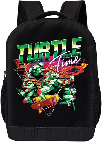 Teenage Mutant Ninja Turtles Backpack Shoulder Bag for Boys, Girls, Toddlers - Leonardo, Donatello, Michelangelo and Raphael Cute Kids Backpack for School - 18" Inch Bookbag (Turtle Time) in Saudi Arabia