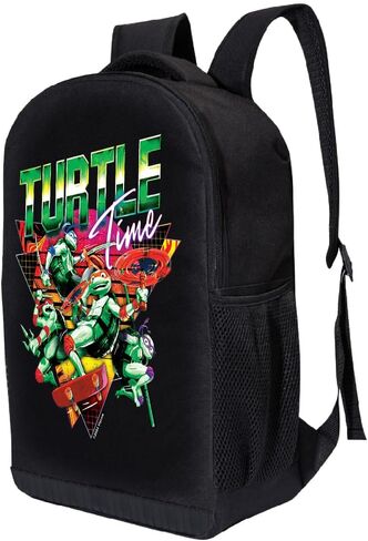 Teenage Mutant Ninja Turtles Backpack Shoulder Bag for Boys, Girls, Toddlers - Leonardo, Donatello, Michelangelo and Raphael Cute Kids Backpack for School - 18" Inch Bookbag (Turtle Time) in Saudi Arabia