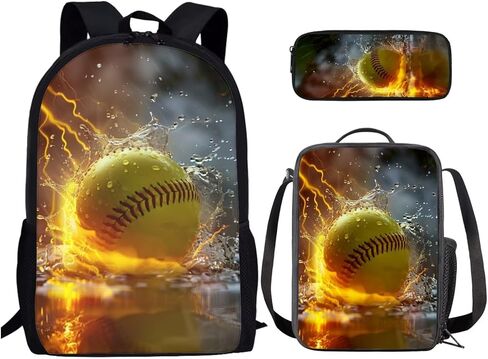 Soccer Print Kids Backpack for Boys, Boys School Bag with Lunch Bag Pencil Case for School Travel, Large Book Bag Set for Elementary School Student, Blue in Saudi Arabia