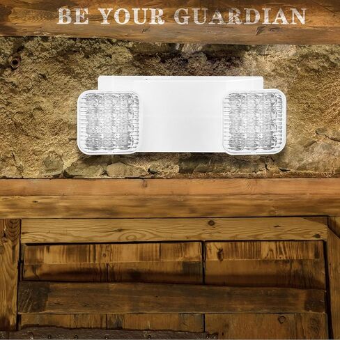 6 قطع من مصابيح الطوارئ التجارية، مصابيح طوارئ بيضاء مع رأسين مربعين قابلين للتعديل وبطاريات احتياطية (90 دقيقة)، ضوء خروج للطوارئ مقاوم للحريق، مثبت على الحائط in Kuwait