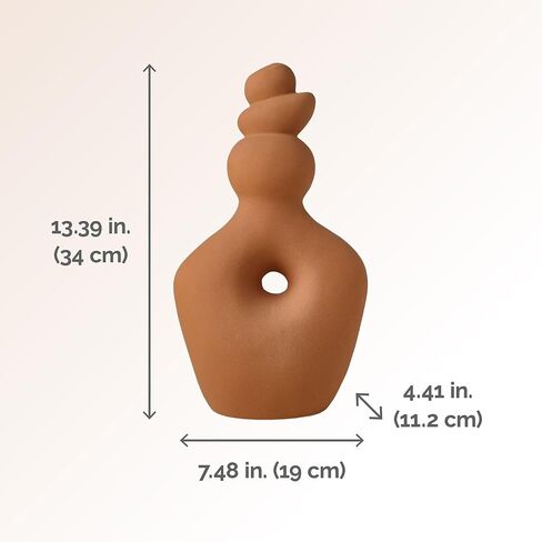 Elements Teracotta Twist Textured Stoneware Ceramic Vase, 7.48x4.41x13.39 Inch in Saudi Arabia