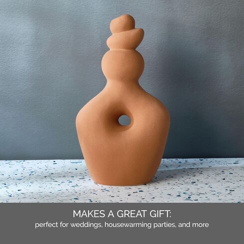 Elements Teracotta Twist Textured Stoneware Ceramic Vase, 7.48x4.41x13.39 Inch in Saudi Arabia