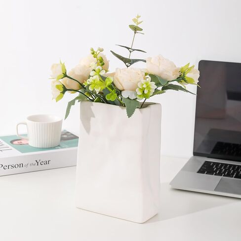 Cute Ceramic Milk Vase - Charming & Funky, Perfect for Novelty Kawaii Home Decor and Pastel Aesthetics, Cool Retro Table Flower Vase, Perfect for Quirky Kitchen, Office Desk or Garden in Saudi Arabia