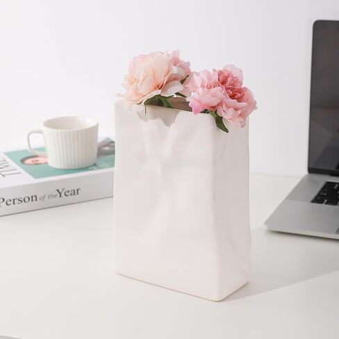 Cute Ceramic Milk Vase - Charming & Funky, Perfect for Novelty Kawaii Home Decor and Pastel Aesthetics, Cool Retro Table Flower Vase, Perfect for Quirky Kitchen, Office Desk or Garden in Saudi Arabia