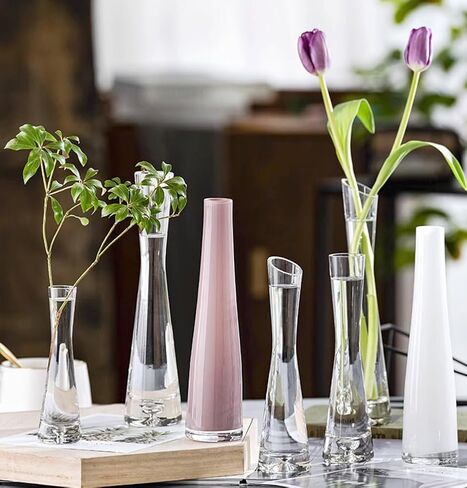 مزهرية برعم زجاجية بيضاء مصنوعة يدويًا مزهرية زجاجية مزهرية برعم زهرة مزهرية جذعية واحدة مزهرية صغيرة مزخرفة بالزهور قطعة مركزية للطاولة لحفلات الزفاف وديكور المنزل والمكتب in Kuwait