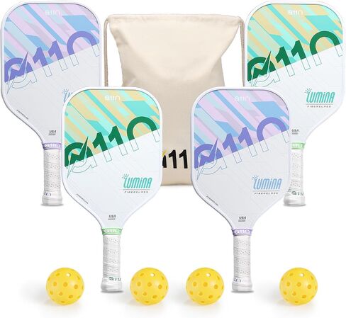 A11N Pickleball Paddles Set of 2/4 Fiberglass Surface Rackets with 4 Pickleball Balls and Pickleball Bag for Beginners - USAPA Approved in Saudi Arabia